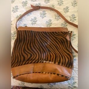 Unusual vintage bag with animal hair print